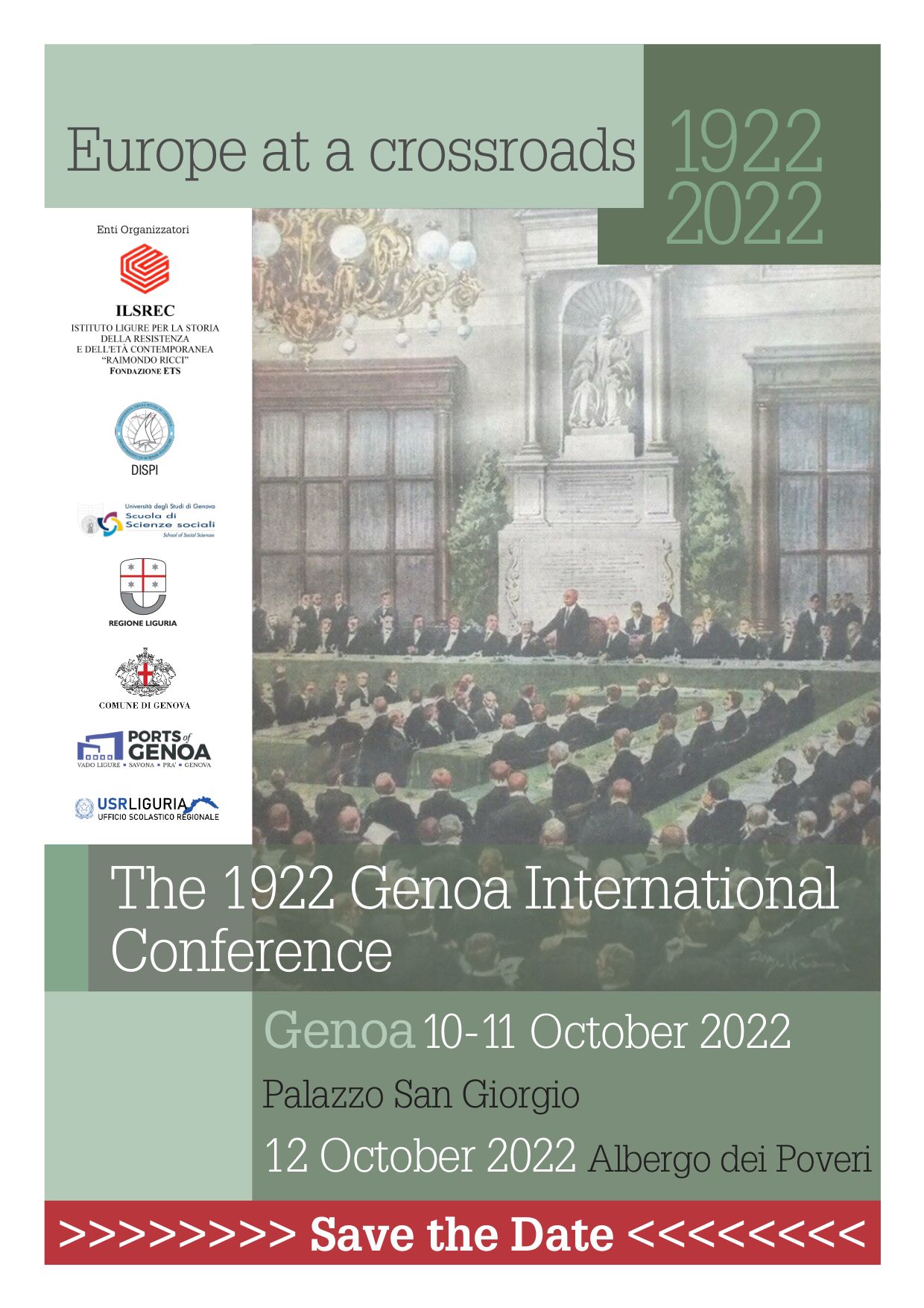 Colloque international : L’Europe à la croisée des chemins. La conférence internationale de Gênes de 1922 (du 10 au 12 octobre 2022)