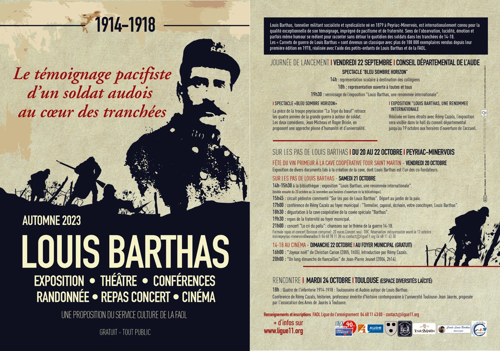 Automne 2023 : Louis Barthas et la Grande Guerre dans l’Aude et à Toulouse, avec Rémy Cazals